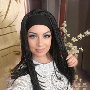 22 inches cheap braids synthetic wig heat resistant synthetic headband wig braided wigs for black women